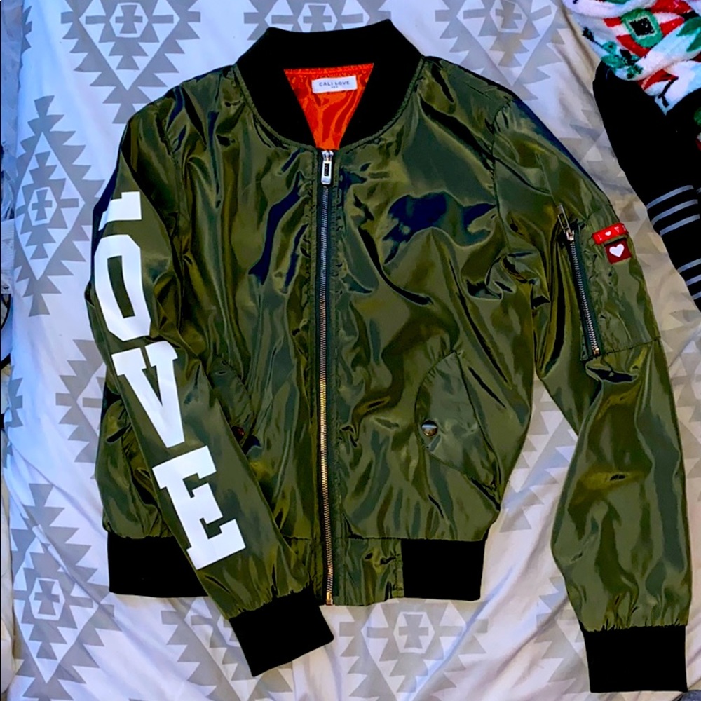 Olive green bomber jacket